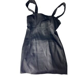 PrettyLittleThing Black Twill Cut‎ Out Bow Shift Dress Women's Size 10 NWT